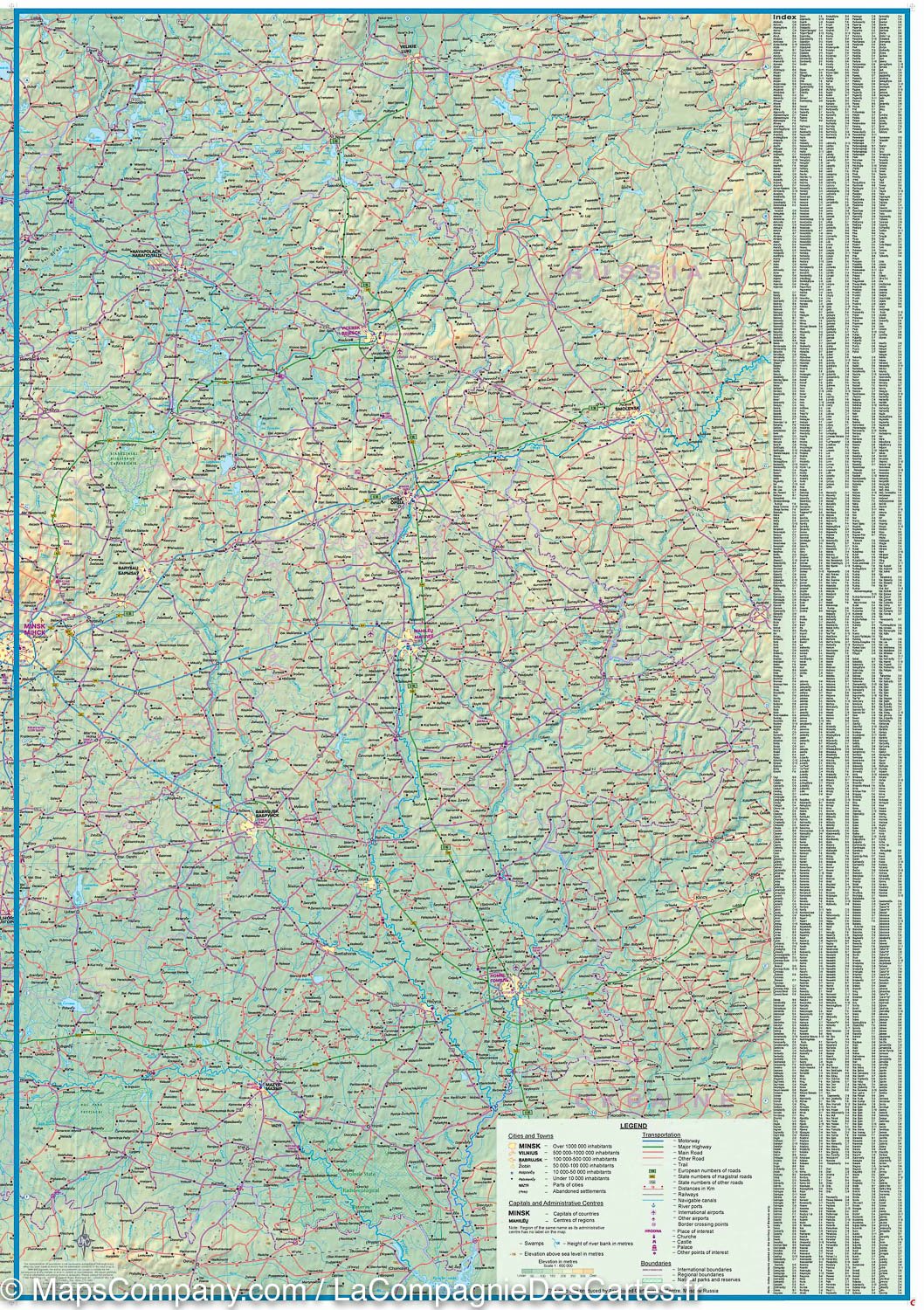 Carte de voyage - Biélorussie | ITM carte routière ITM