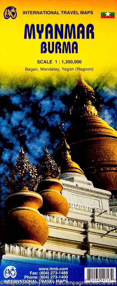 Carte de voyage - Birmanie (Myamnar) | ITM carte routière ITM