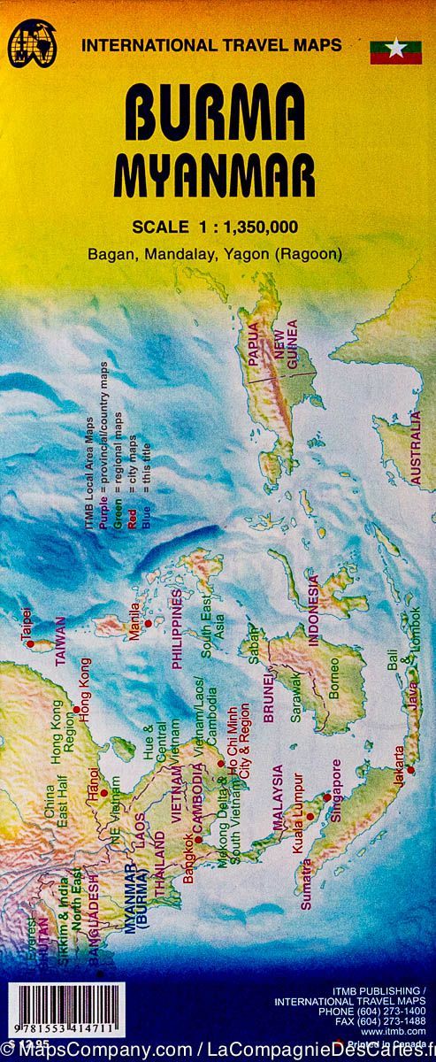 Carte de voyage - Birmanie (Myamnar) | ITM carte routière ITM