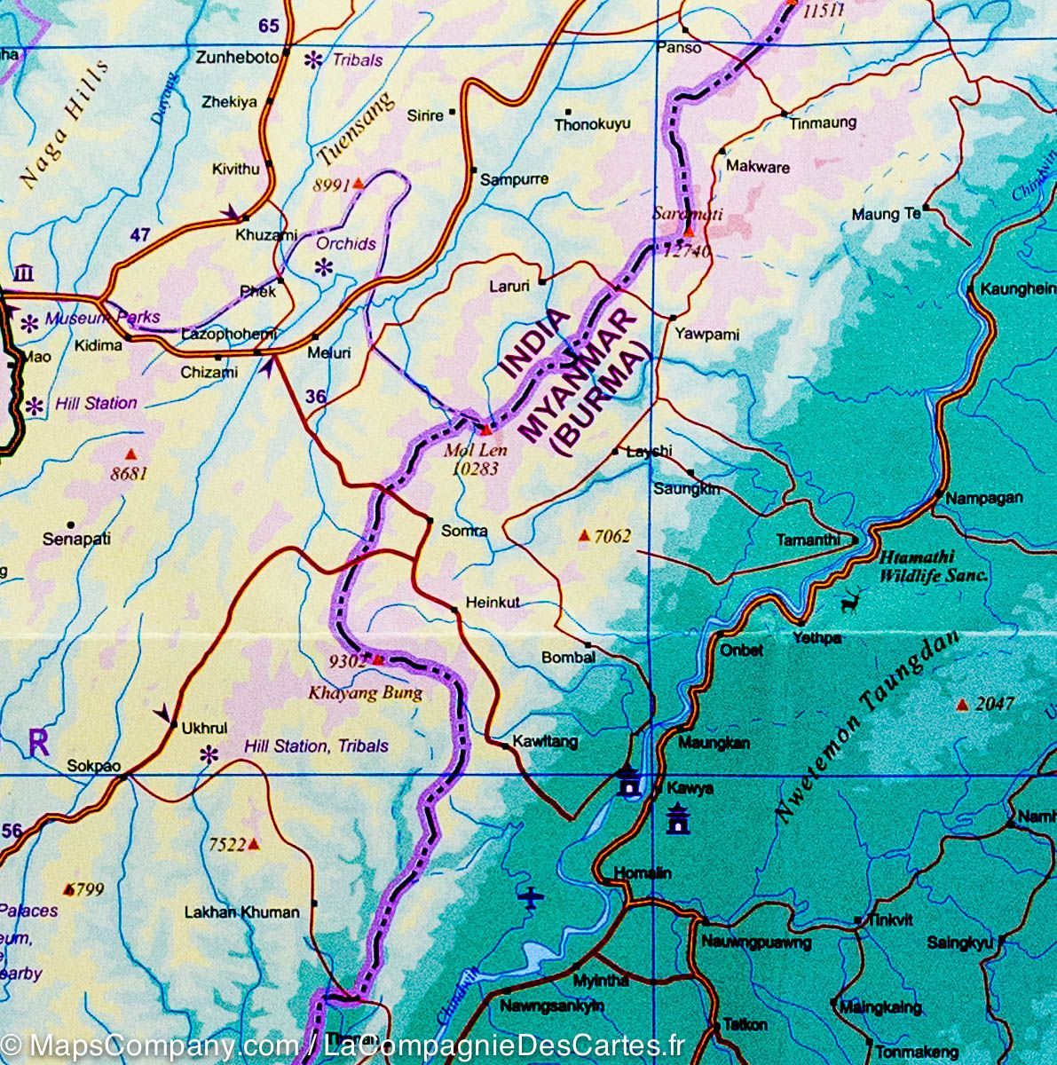Carte de voyage - Birmanie (Myamnar) | ITM carte routière ITM