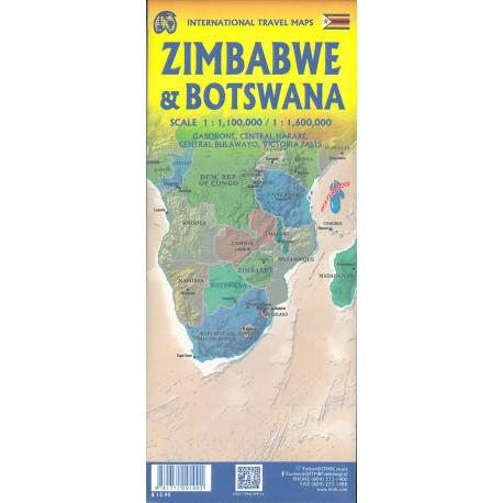 Carte de voyage - Botswana & Zimbabwe | ITM carte routière ITM