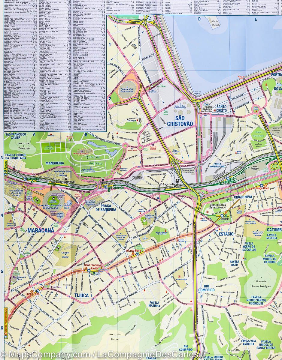 Carte de voyage - Brésil : Côte est & Plan de Rio de Janeiro | ITM carte routière ITM