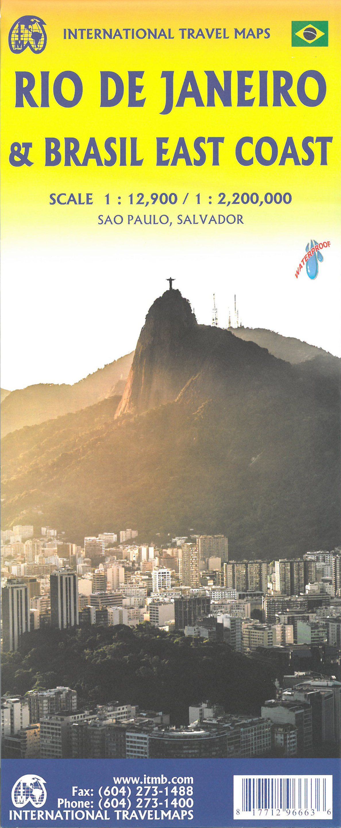 Carte de voyage - Brésil : Côte est & Plan de Rio de Janeiro | ITM carte routière ITM