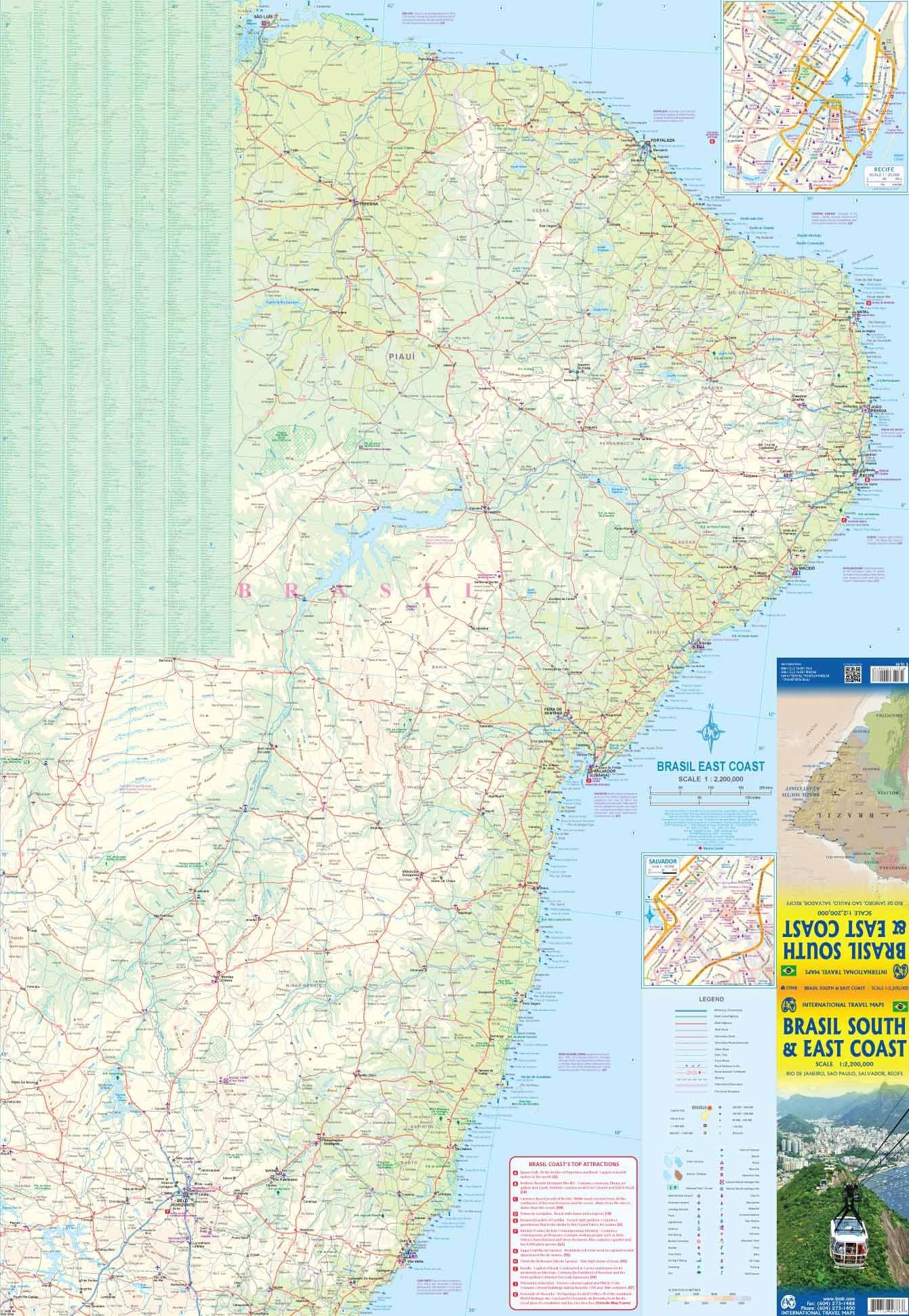 Carte de voyage - Brésil Sud & Côte est | ITM carte routière ITM