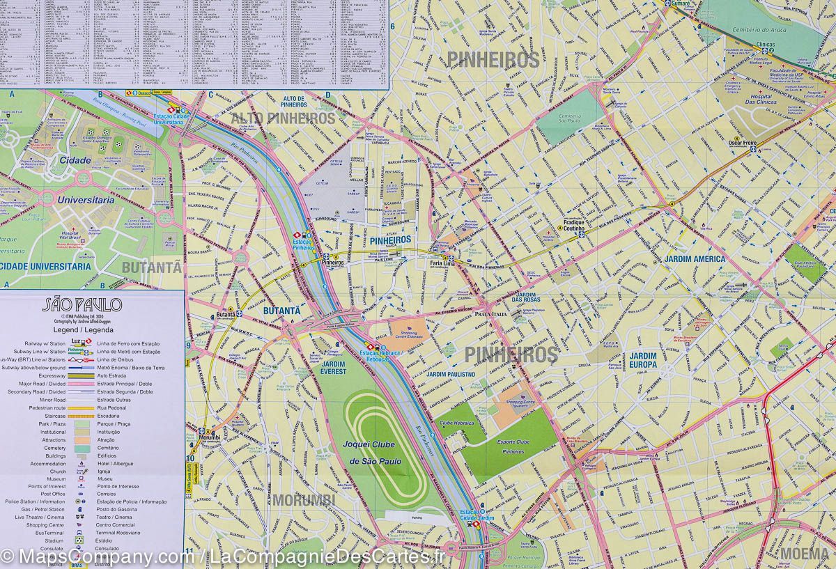 Carte de voyage - Brésil Sud & Plan de Sao Paulo | ITM carte routière ITM