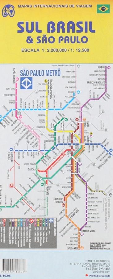 Carte de voyage - Brésil Sud & Plan de Sao Paulo | ITM carte routière ITM