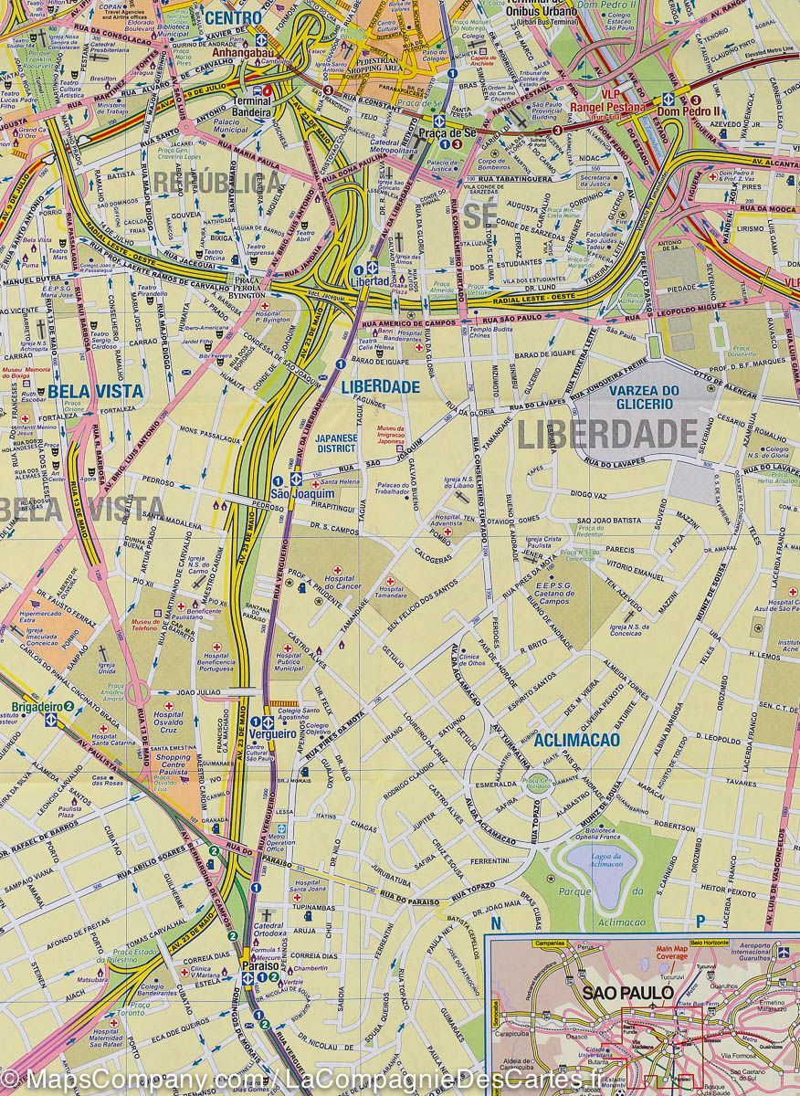 Carte de voyage - Brésil Sud & Plan de Sao Paulo | ITM carte routière ITM