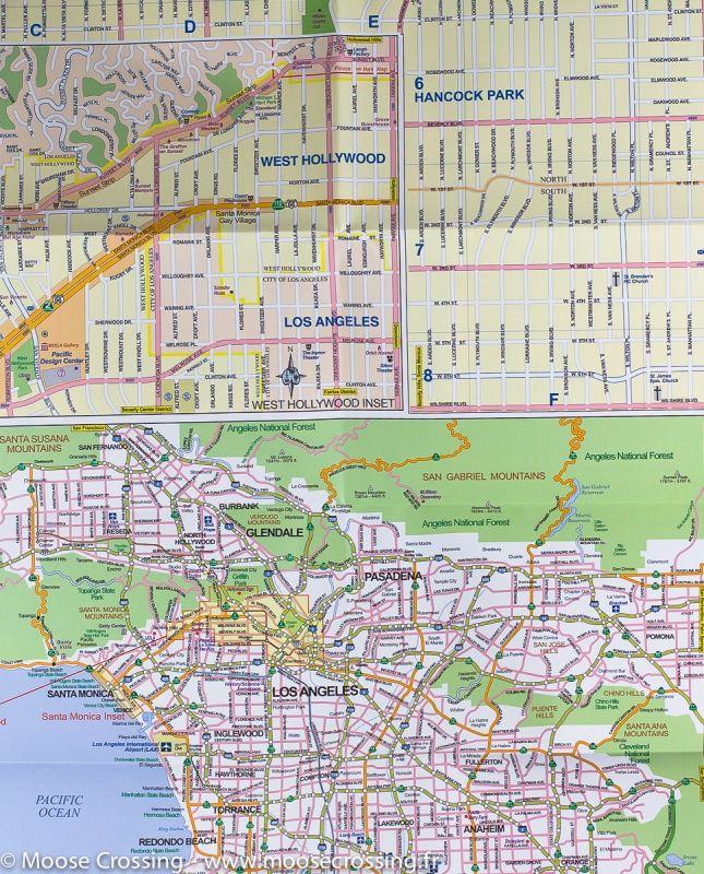 Carte de voyage - Californie, côte sud & Plan de Los Angeles | ITM carte routière ITM