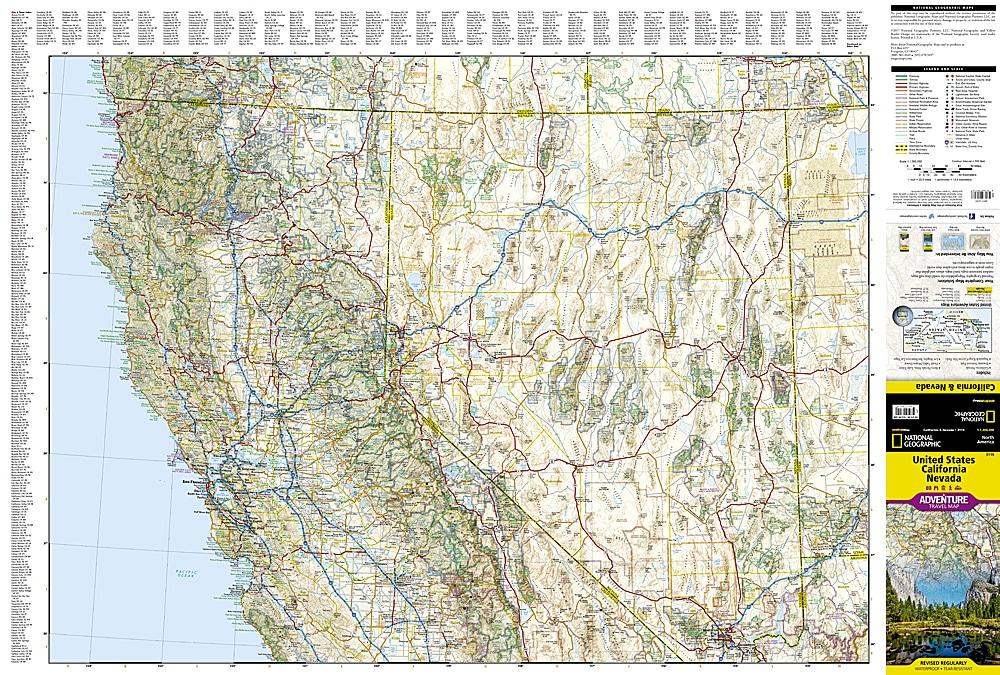 Carte de voyage - Californie & Nevada | National Geographic carte routière National Geographic