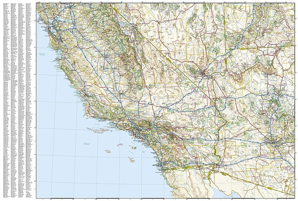 Carte de voyage - Californie &amp; Nevada | National Geographic - La Compagnie des Cartes