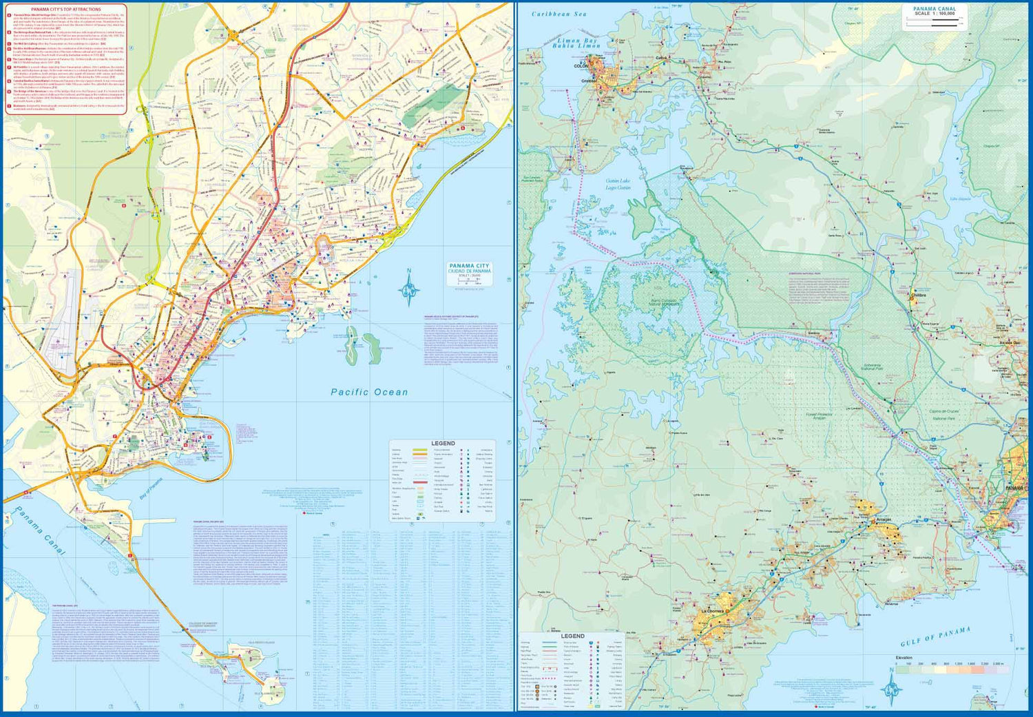 Carte de voyage - Canal de Panama & Panama Central | ITM carte routière ITM
