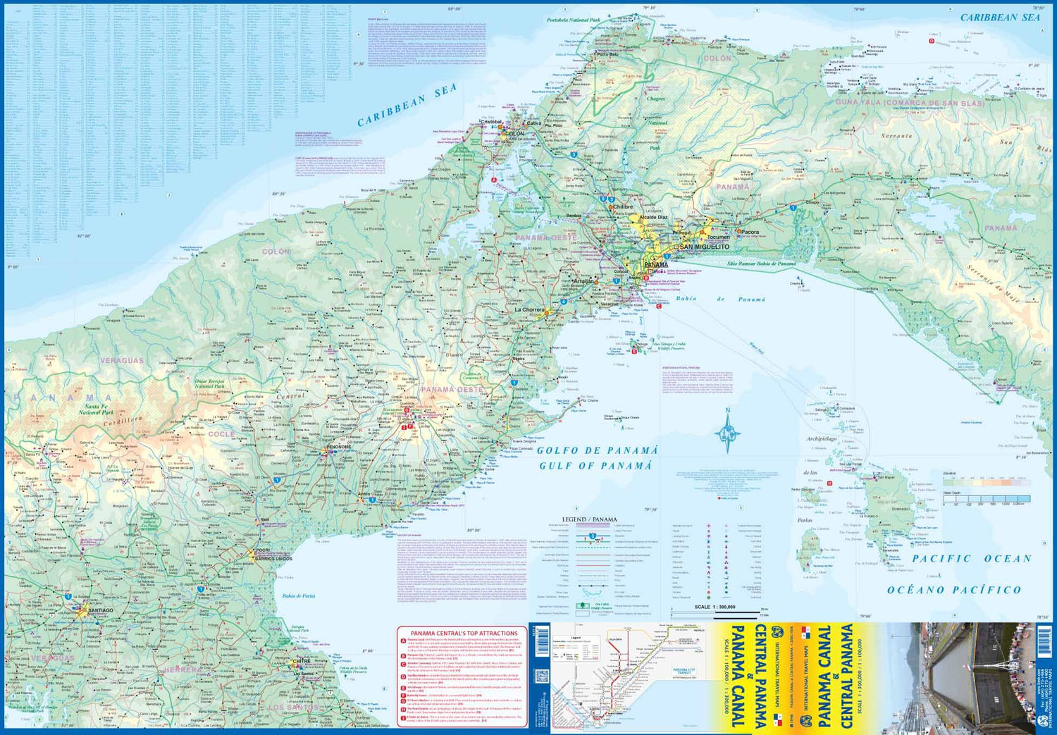 Carte de voyage - Canal de Panama & Panama Central | ITM carte routière ITM