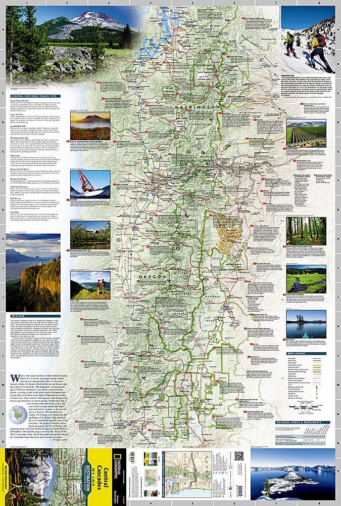 Carte de voyage - Cascades, Central (Oregon, Washington) | National Geographic carte routière National Geographic