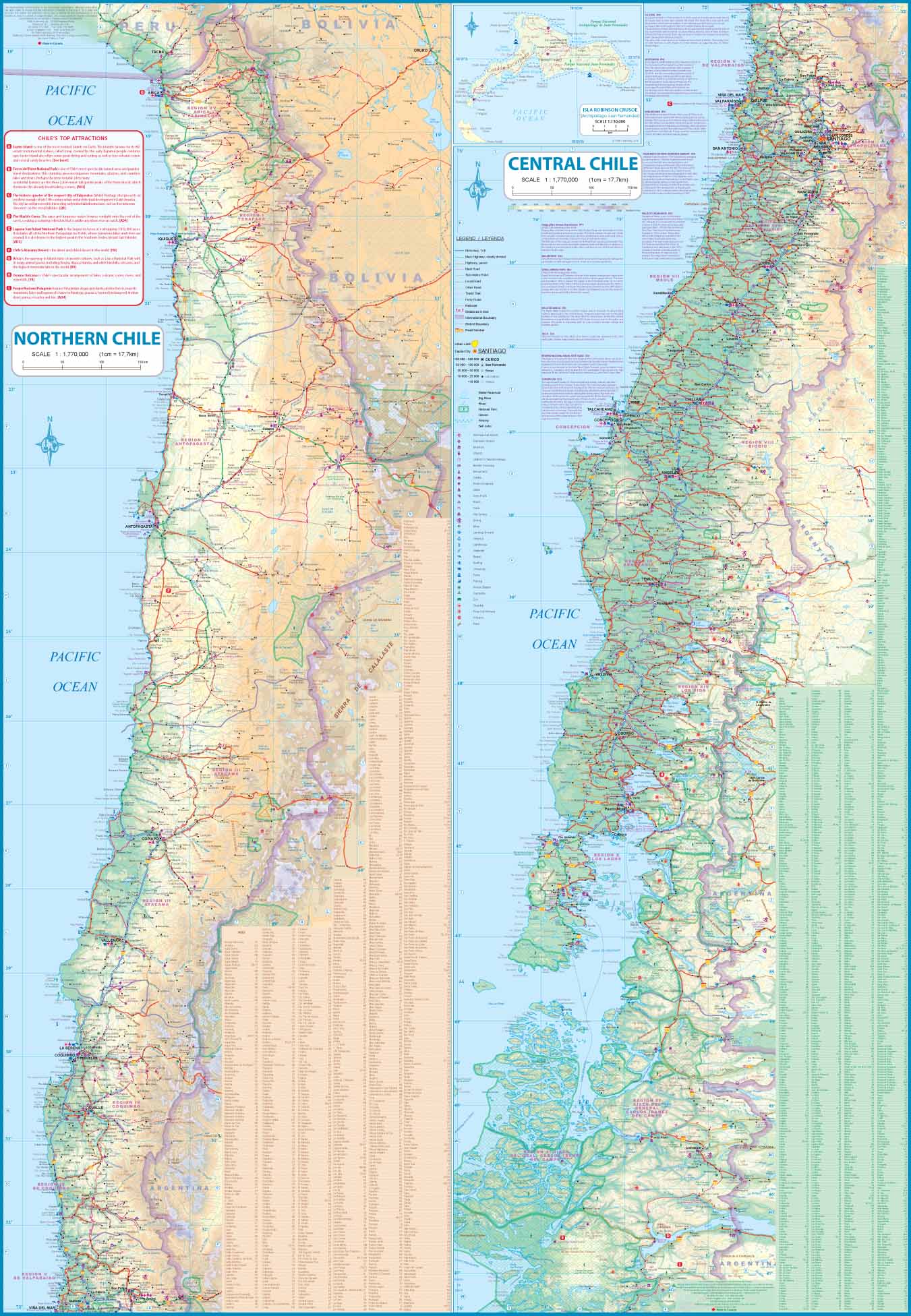 Carte de voyage - Chili | ITM carte routière ITM