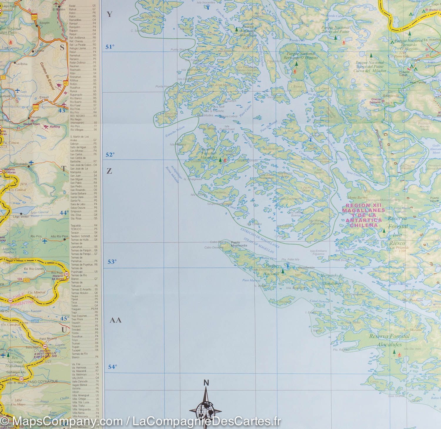 Carte de voyage - Chili | ITM carte routière ITM