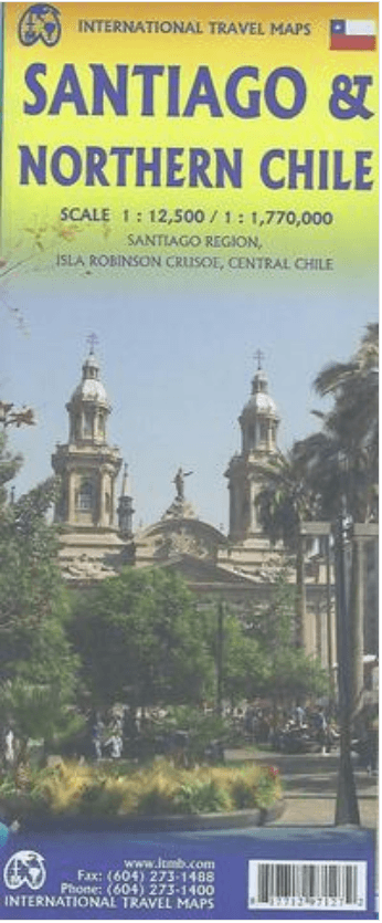 Carte de voyage - Chili Nord & Plan de Santiago | ITM carte routière ITM