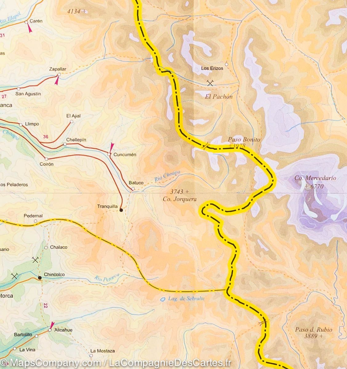 Carte de voyage - Chili Nord & Plan de Santiago | ITM carte routière ITM