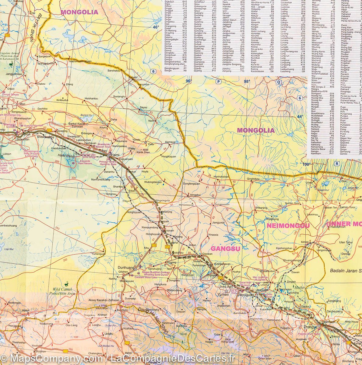 Carte de voyage - Chine Ouest | ITM carte routière ITM