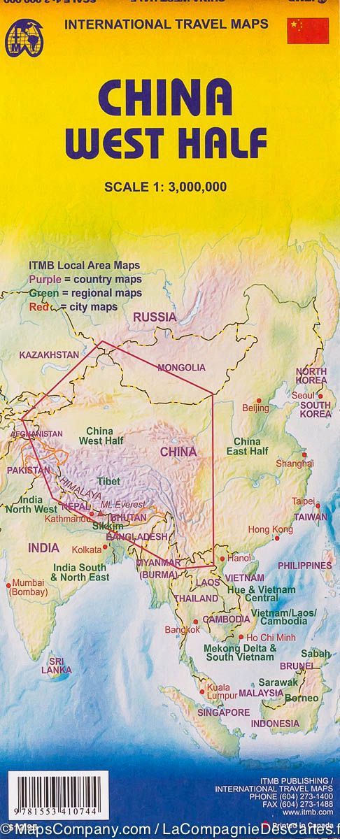 Carte de voyage - Chine Ouest | ITM carte routière ITM