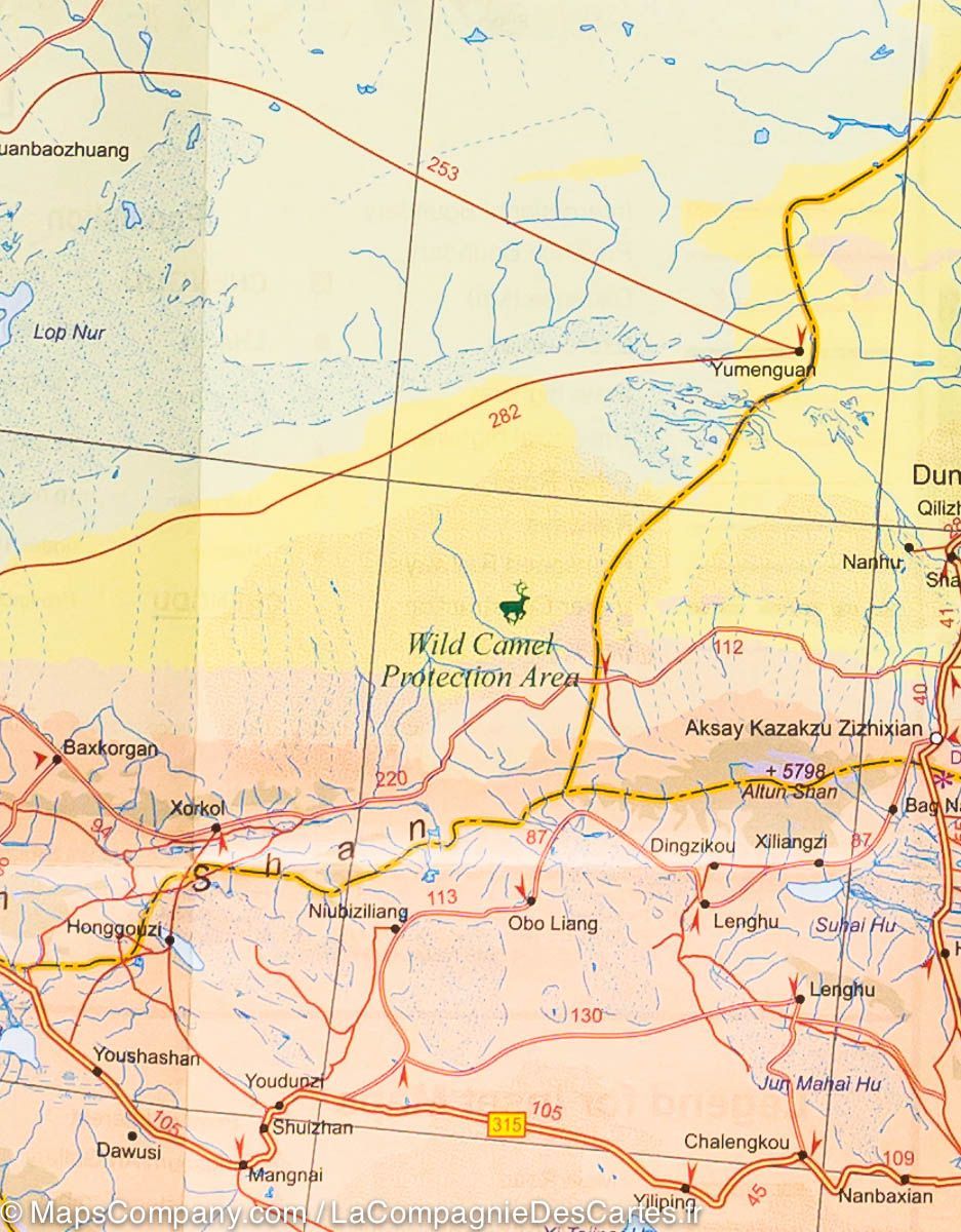 Carte de voyage - Chine Ouest | ITM carte routière ITM