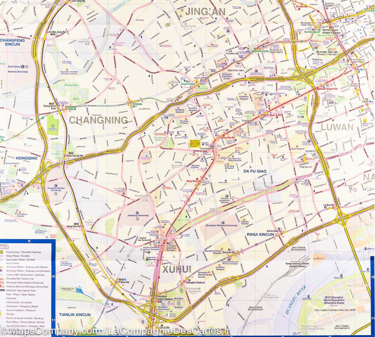 Carte de voyage - Chine Sud-Est & Plan de Shanghai | ITM carte routière ITM