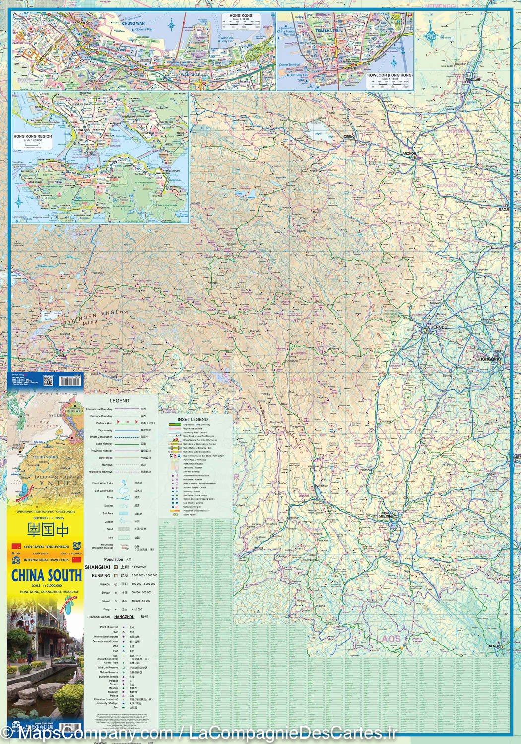 Carte de voyage - Chine Sud | ITM carte routière ITM