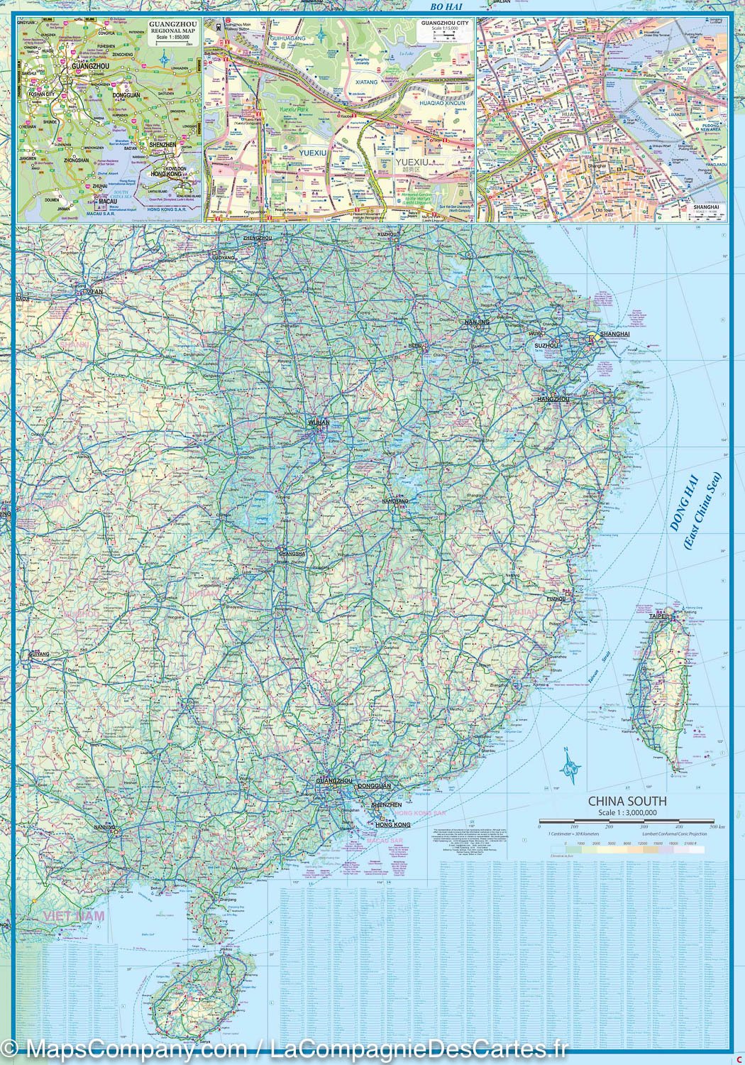 Carte de voyage - Chine Sud | ITM carte routière ITM