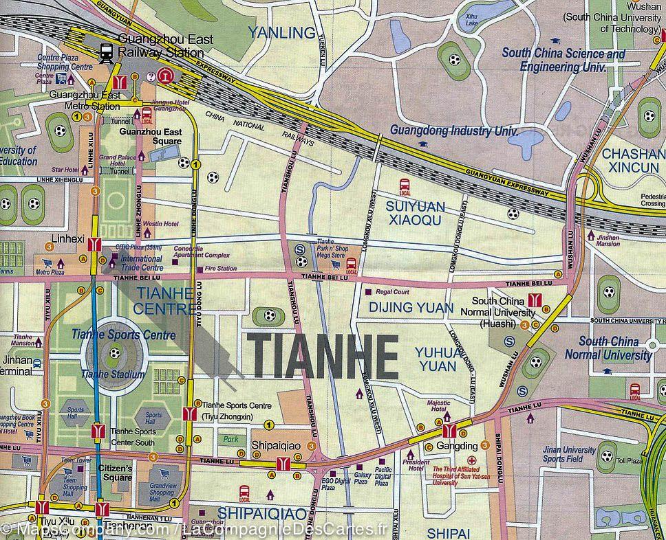 Carte de voyage - Chine Sud & Plan de Guangzhou | ITM carte routière ITM