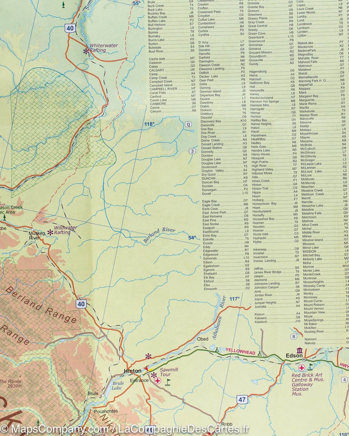 Carte de voyage - Colombie Britannique Sud (Canada) | ITM carte routière ITM