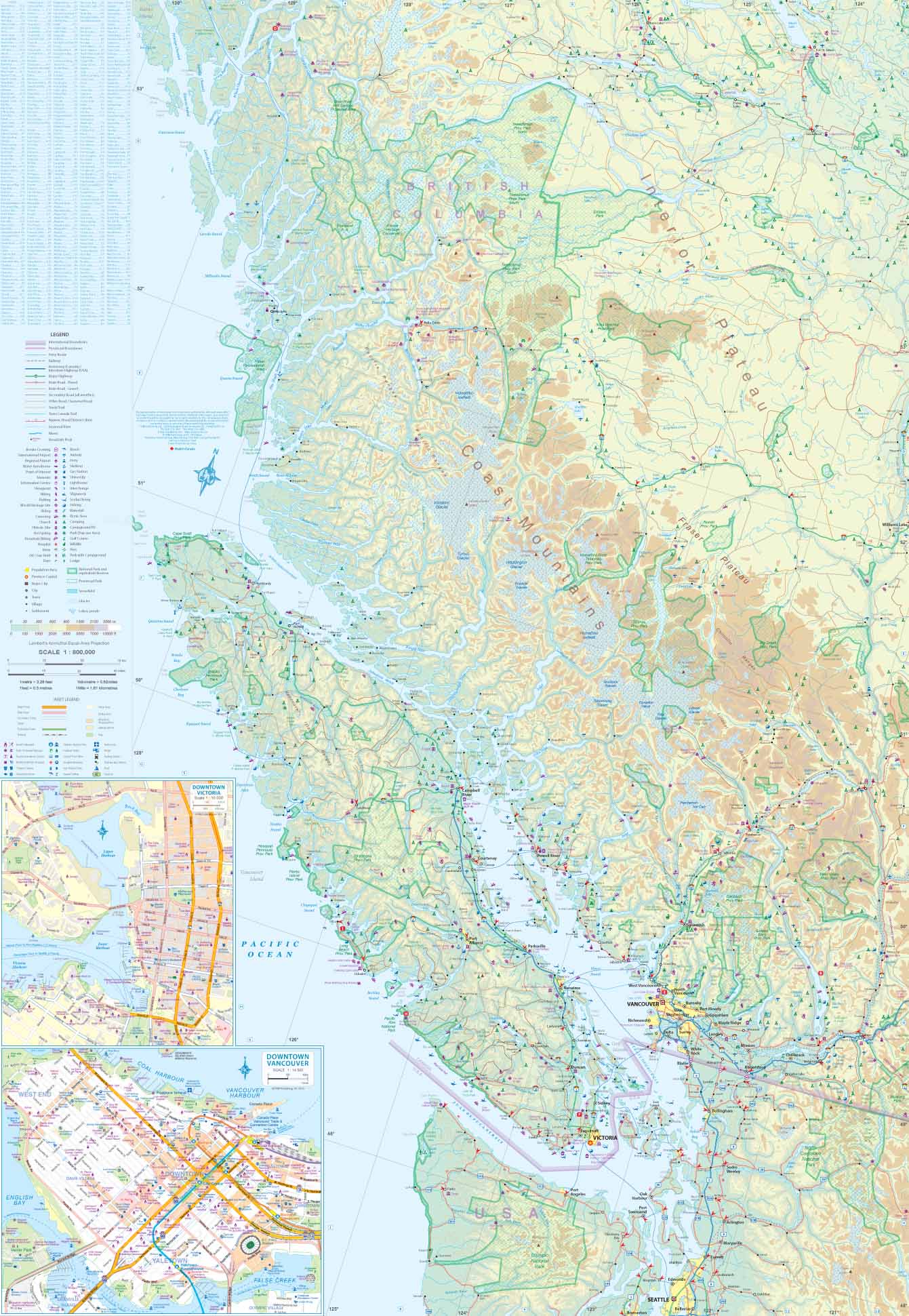 Carte de voyage - Colombie Britannique Sud (Canada) | ITM carte routière ITM