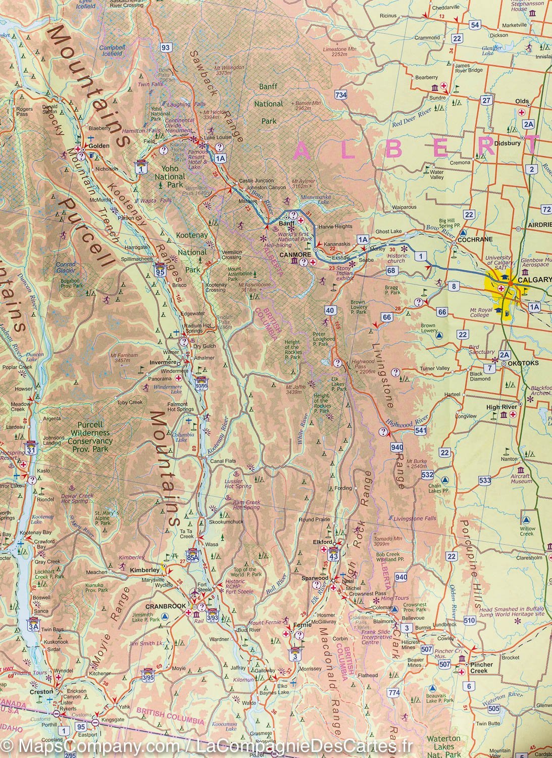 Carte de voyage - Colombie Britannique Sud (Canada) | ITM carte routière ITM