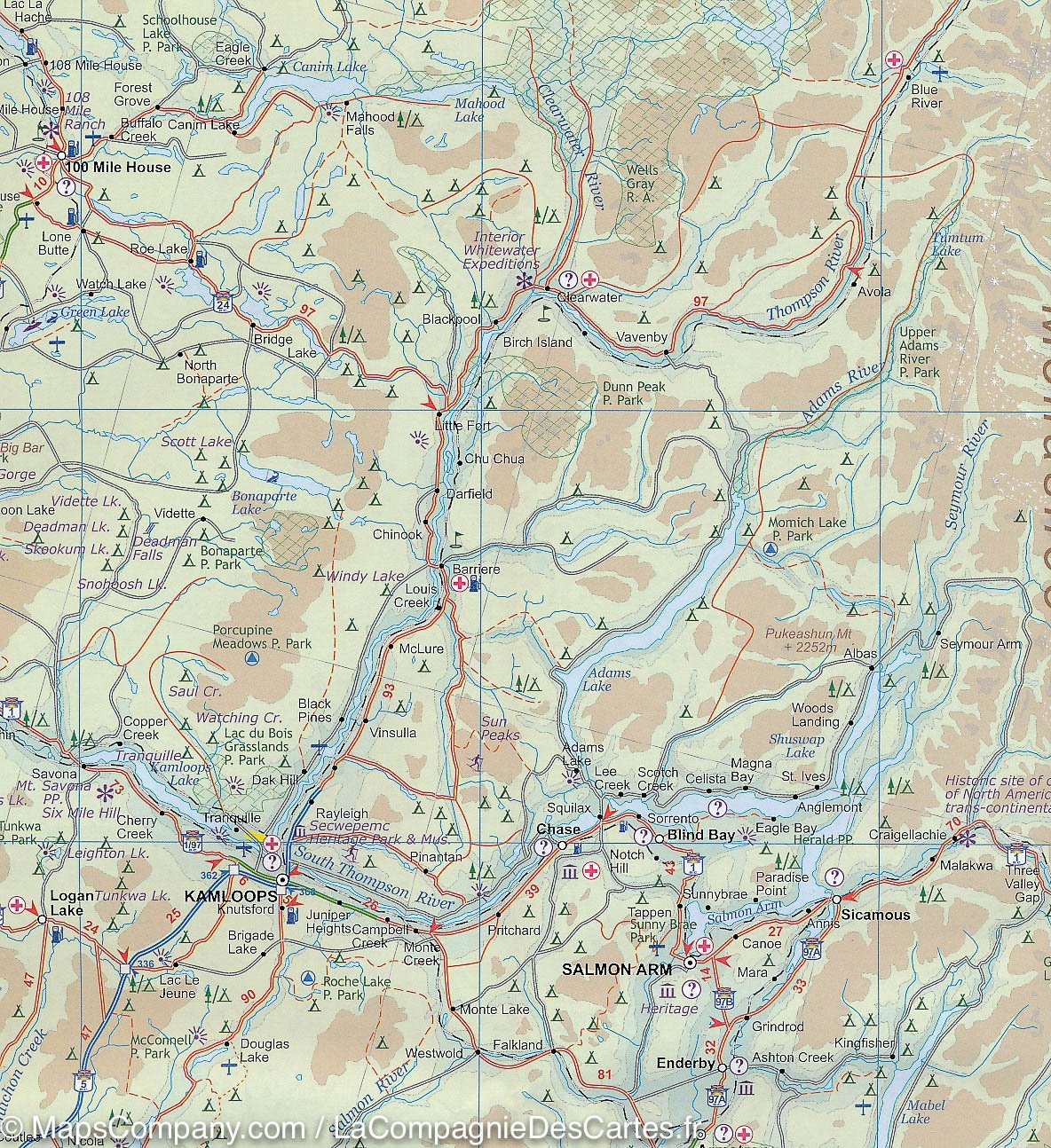 Carte de voyage - Colombie Britannique Sud (Canada) | ITM carte routière ITM