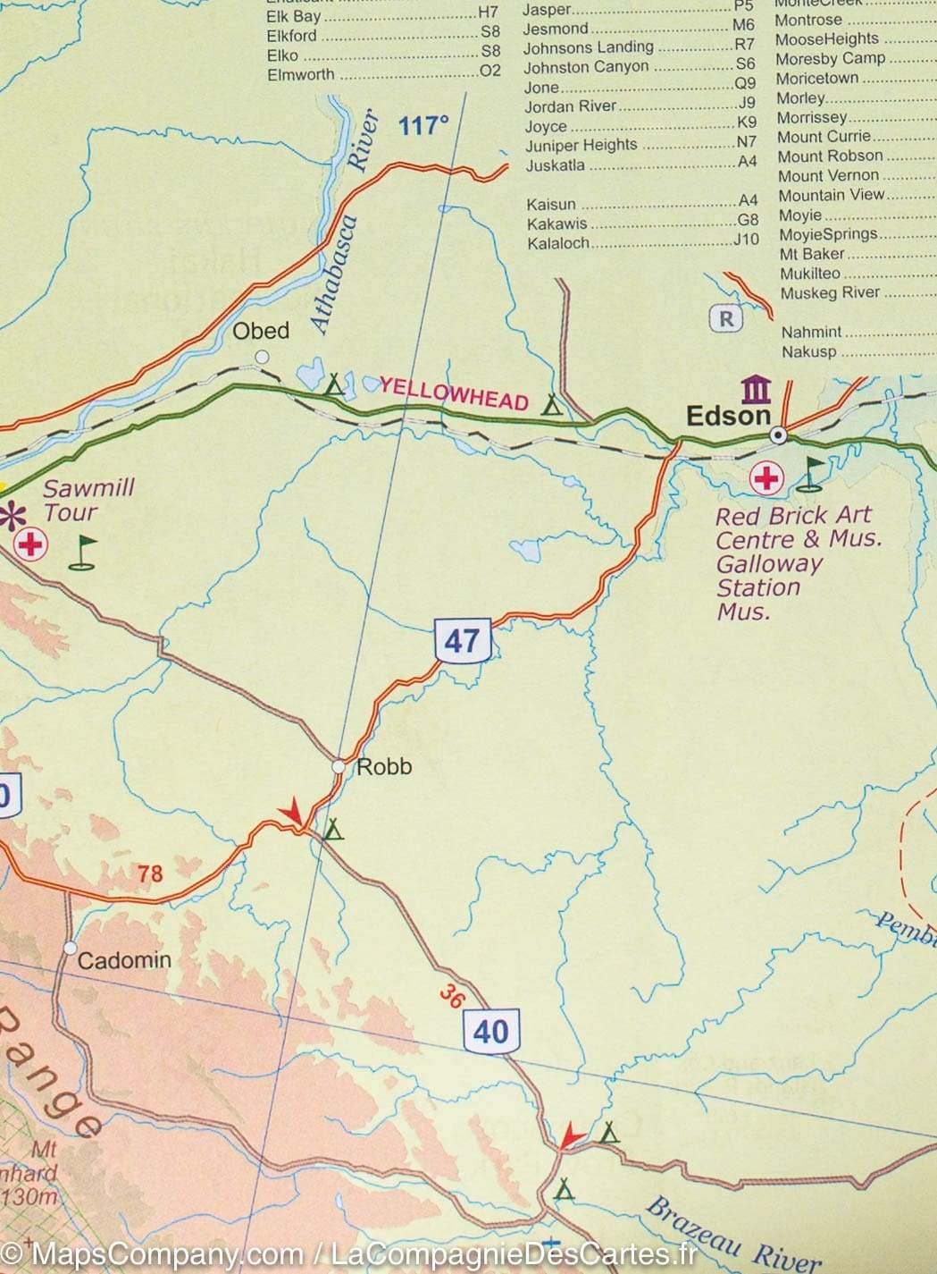 Carte de voyage - Colombie Britannique Sud (Canada) | ITM carte routière ITM