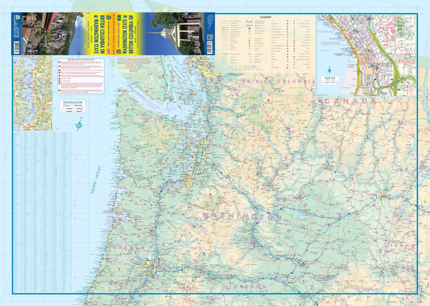 Carte de voyage - Colombie Britannique sud-ouest & État de Washington | ITM carte routière ITM
