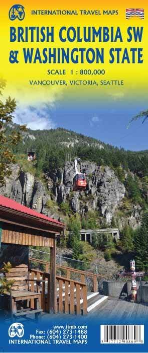 Carte de voyage - Colombie Britannique sud-ouest & État de Washington | ITM carte routière ITM