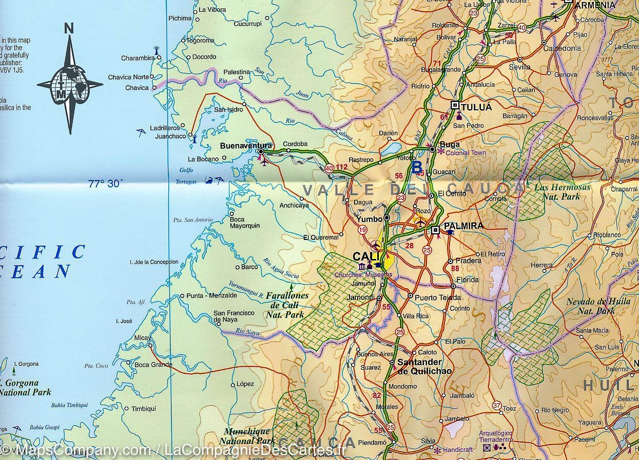 Carte de voyage - Colombie | ITM carte routière ITM