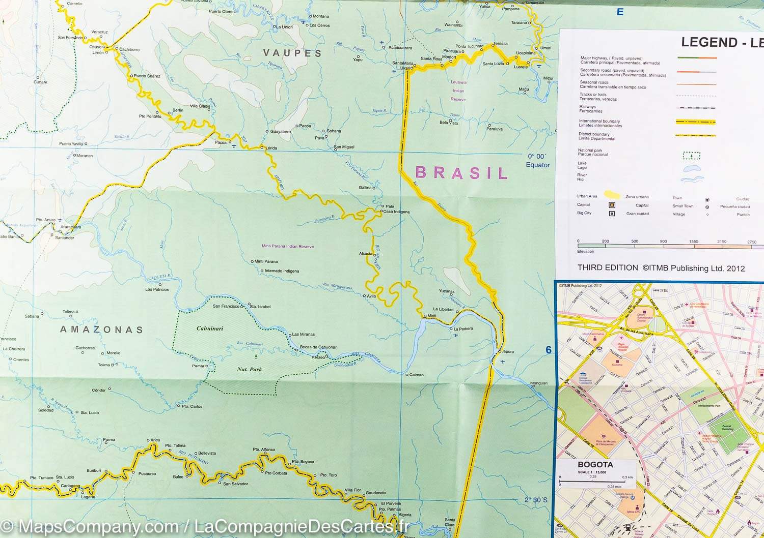 Carte de voyage - Colombie | ITM carte routière ITM