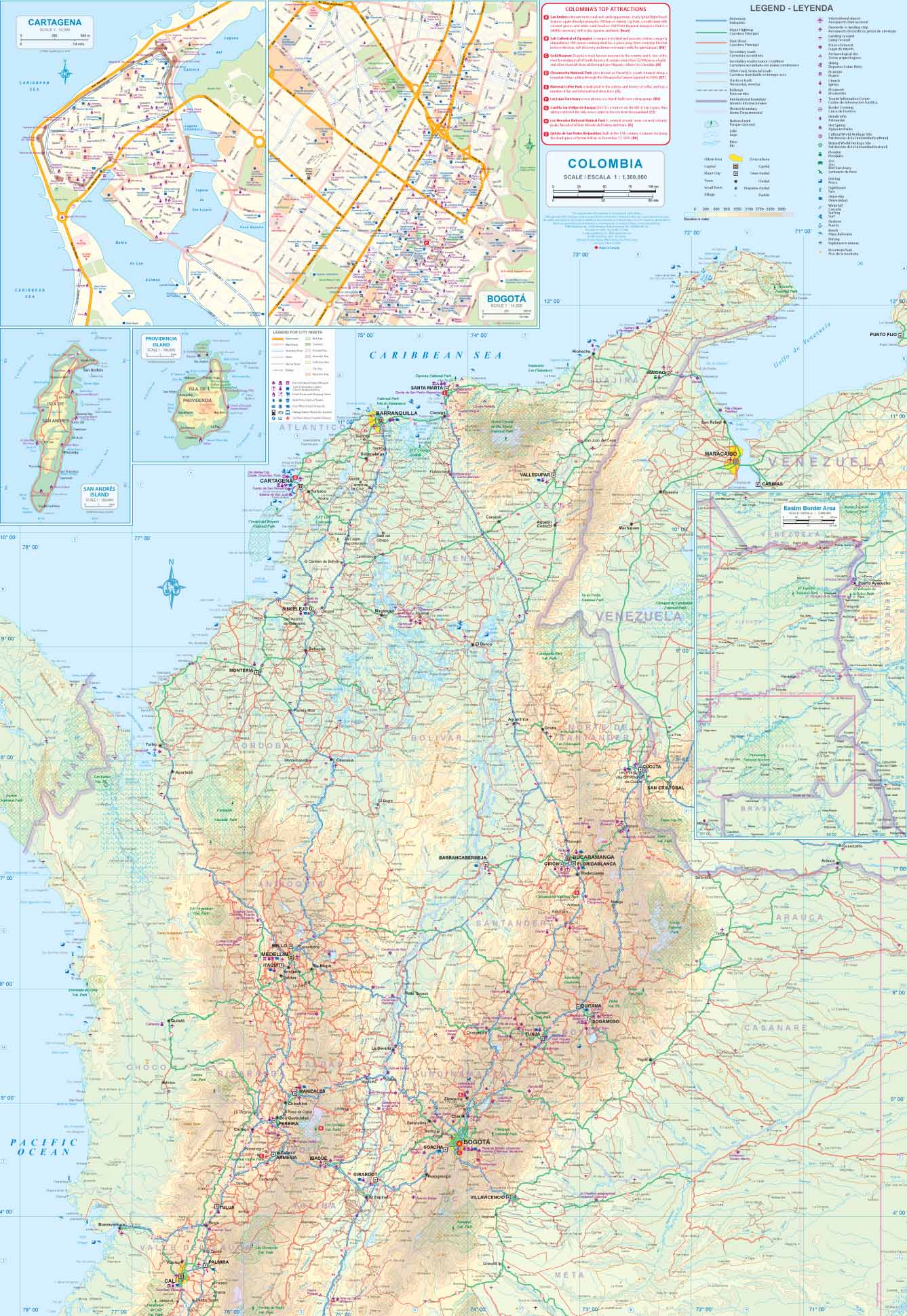 Carte de voyage - Colombie | ITM carte routière ITM