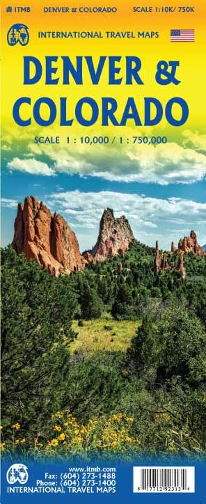 Carte de voyage - Colorado & Plan de Denver | ITM carte routière ITM