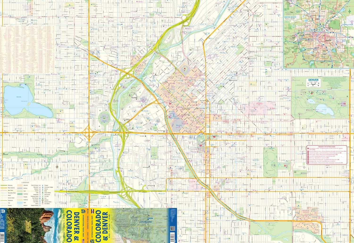 Carte de voyage - Colorado & Plan de Denver | ITM carte routière ITM