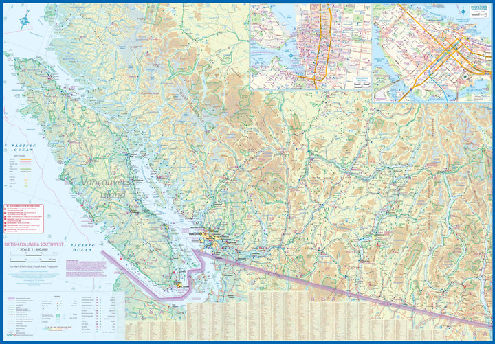 Carte de voyage - Côte de la Colombie Britannique & Colombie Britannique sud-ouest | ITM carte pliée ITM 