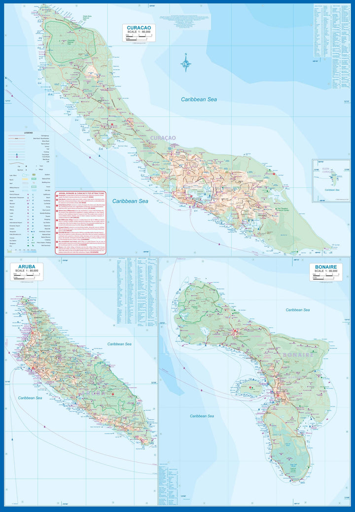 Carte de voyage - Croisières à Aruba, Curacao, Bonaire (Caraïbes) | ITM carte pliée ITM 