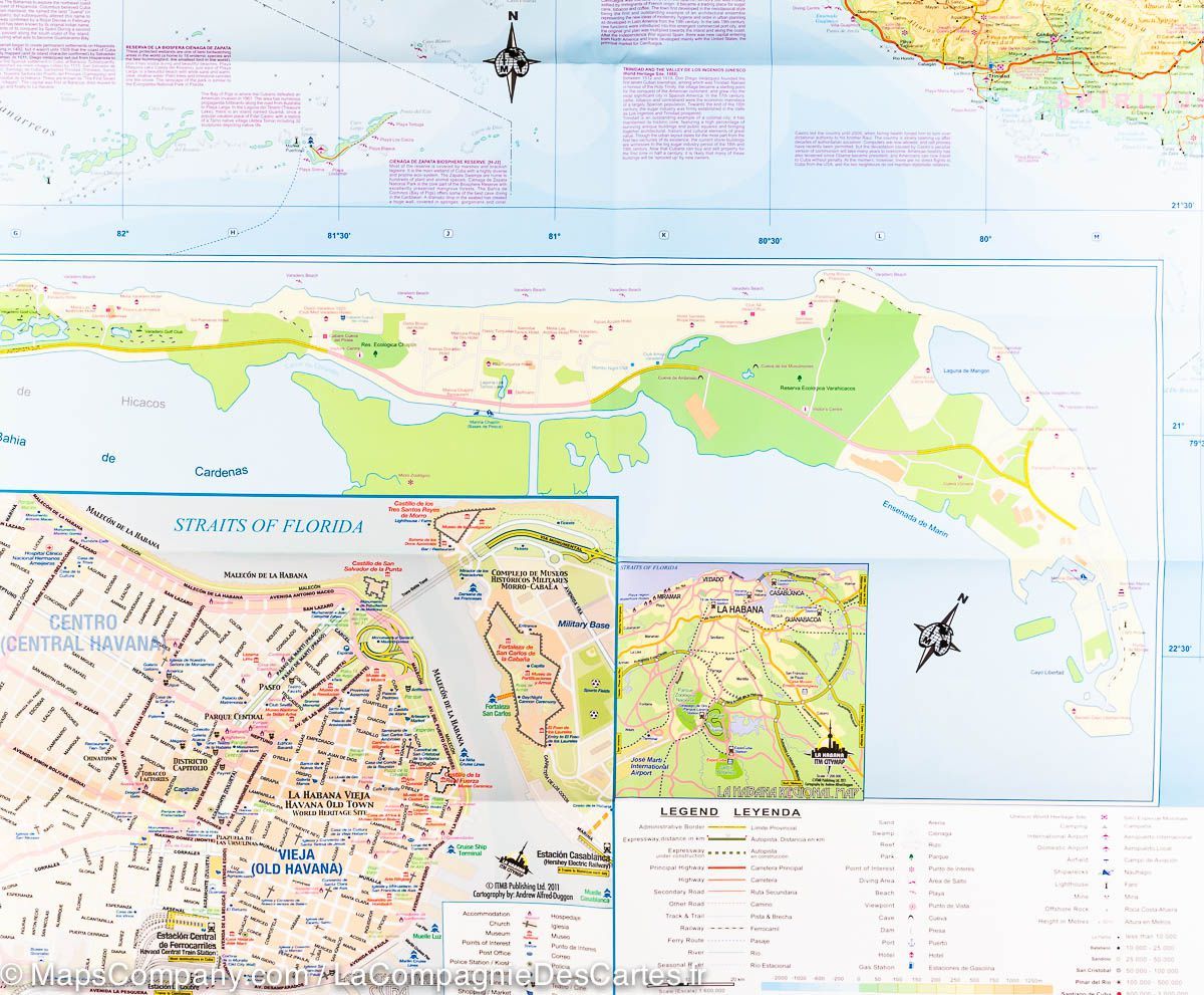 Carte de voyage - Cuba | ITM carte routière ITM
