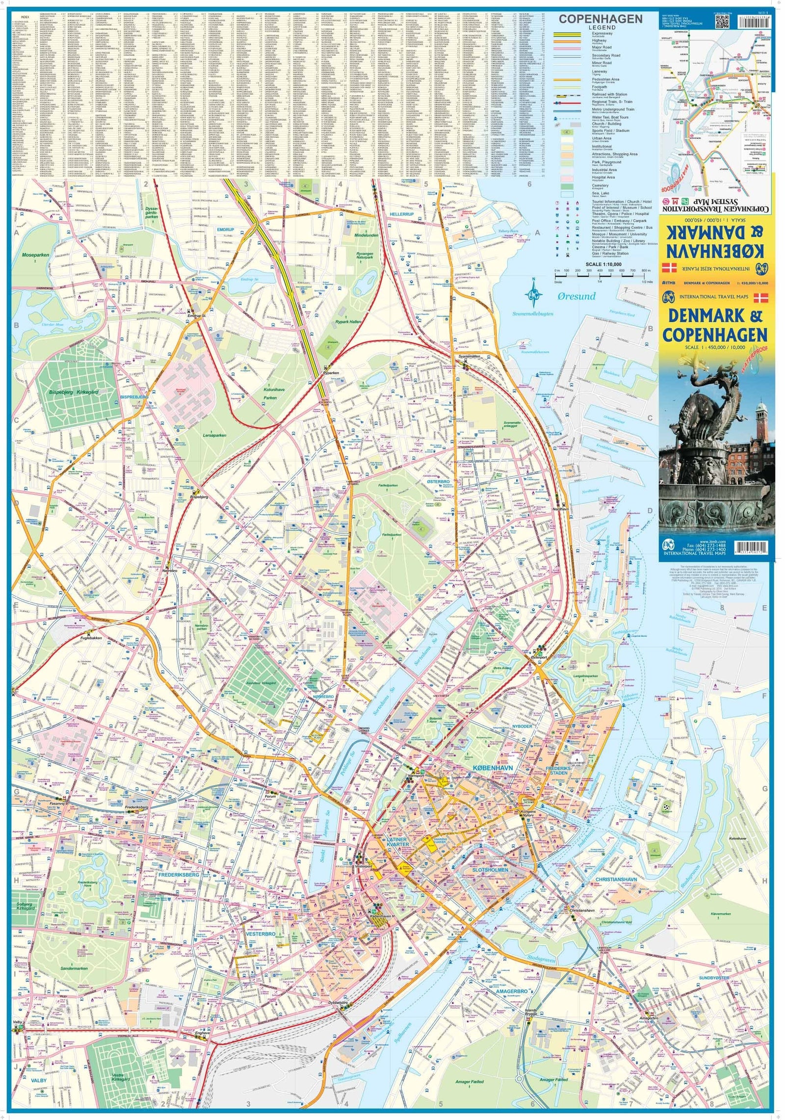 Carte de voyage - Danemark & Plan de Copenhague | ITM carte routière ITM