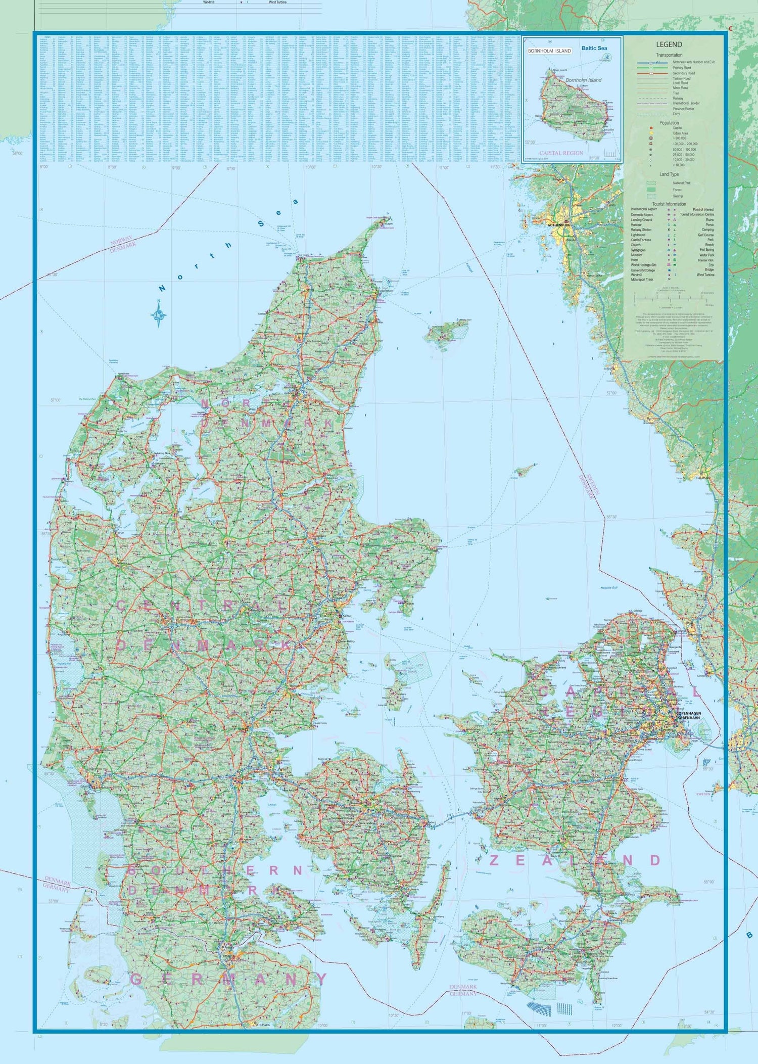 Carte de voyage - Danemark & Plan de Copenhague | ITM carte routière ITM