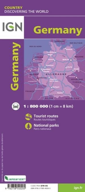 Carte de voyage de l'Allemagne | IGN carte routière IGN