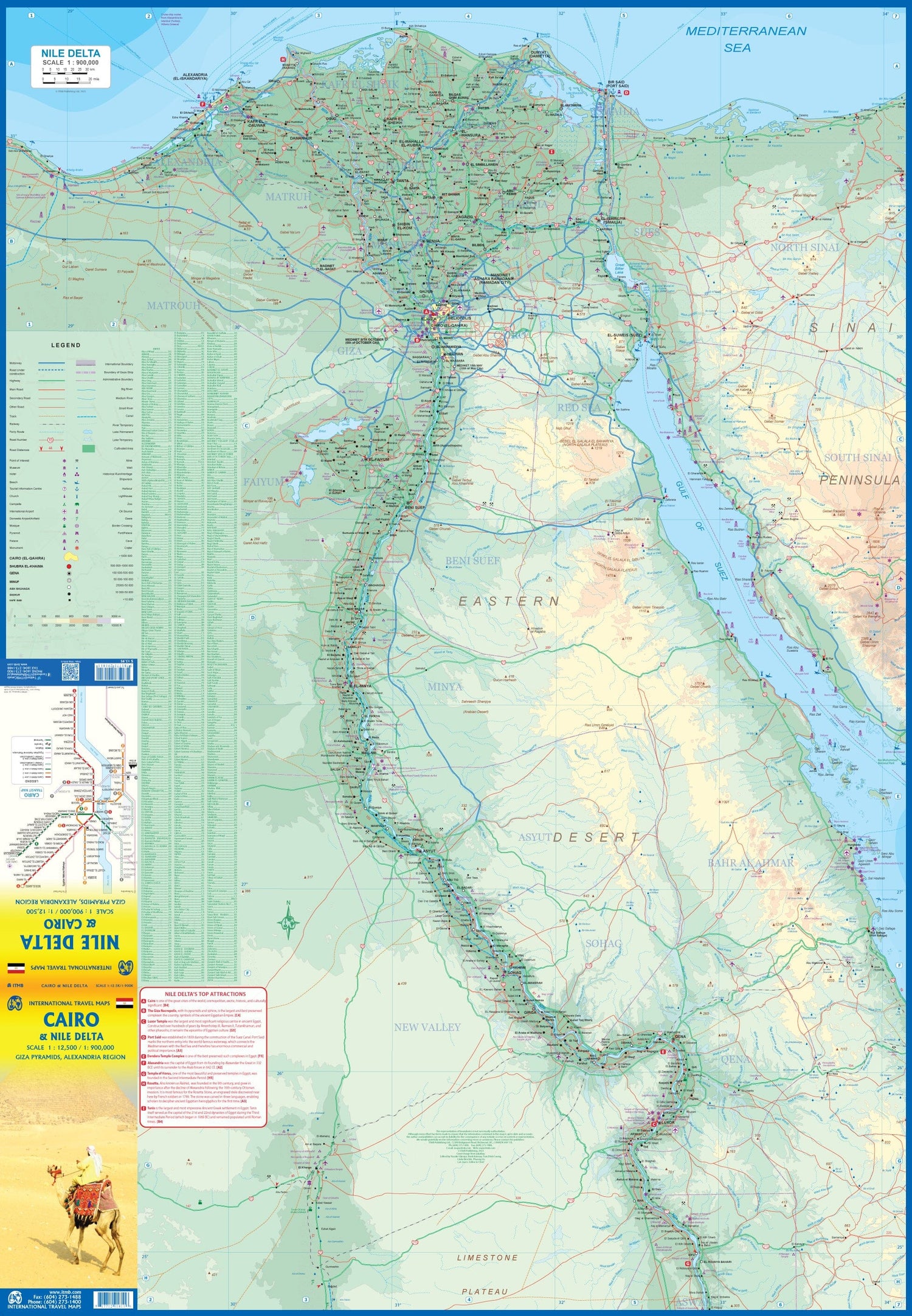 Carte de voyage - Delta du Nil & Plan du Caire | ITM carte routière ITM