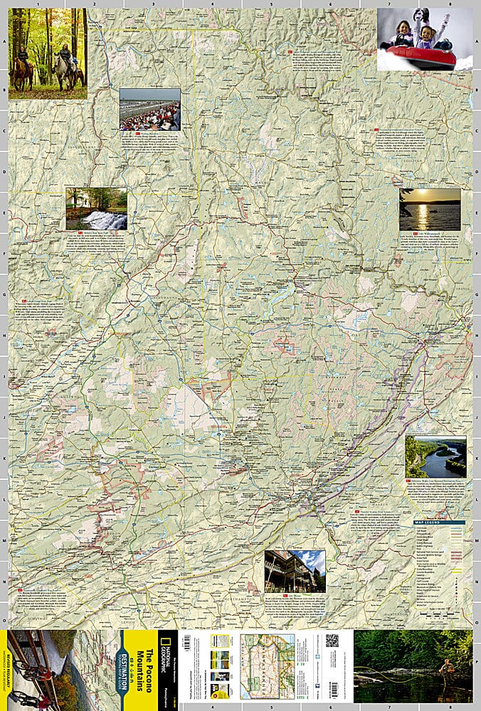 Carte de voyage des montagnes Pocono (Pennsylvanie) | National Geographic carte routière National Geographic