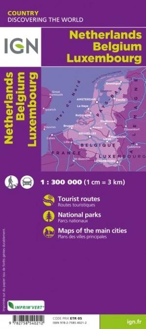 Carte de voyage des Pays-Bas, Belgique & Luxembourg | IGN carte routière IGN