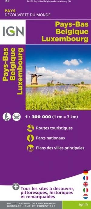 Carte de voyage des Pays-Bas, Belgique & Luxembourg | IGN carte routière IGN